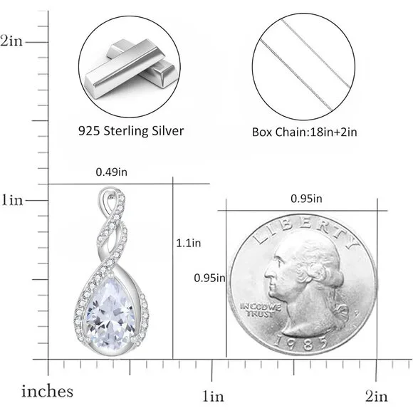 925 Sterling Silver Ruby Birthstone Necklace for Women, Infinity Teardrop Pendan